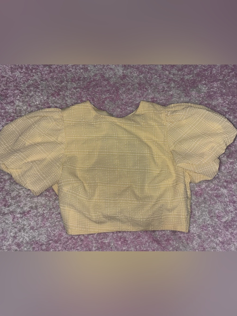 Nasty Gal Pale Yellow Puff Sleeve Crop Top